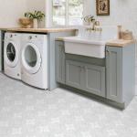 Dureidos Peel and Stick Floor Tile 8x8inch, Waterproof Vinyl Flooring with Grey Flower Pattern, Easy Installation and Removable for Bathrooms, Kitchens, Laundry Rooms & Renters (10PCS)