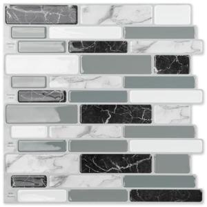 Art3d 20-Sheet Peel and Stick Kitchen Backsplash Tiles, Self-Adhesive Wall Tiles for Kitchen and Bathroom, 12"x12", Marble Grey