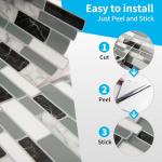 Art3d 20-Sheet Peel and Stick Kitchen Backsplash Tiles, Self-Adhesive Wall Tiles for Kitchen and Bathroom, 12"x12", Marble Grey