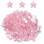 Decorative Glass Mosaic Tiles Bulk, 200g Stained Glass Tiles Pink Small Tiles, 320 Pcs Glass Mosaic Tiles for Crafts, Home Decoration, Garden, Mosaic Supplies