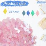 Decorative Glass Mosaic Tiles Bulk, 200g Stained Glass Tiles Pink Small Tiles, 320 Pcs Glass Mosaic Tiles for Crafts, Home Decoration, Garden, Mosaic Supplies