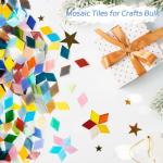 Decorative Glass Mosaic Tiles Bulk, 200g Stained Glass Tiles Pink Small Tiles, 320 Pcs Glass Mosaic Tiles for Crafts, Home Decoration, Garden, Mosaic Supplies