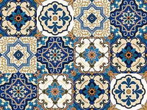 Kakofaci Bohemian Style 12 Pcs (6x6 in) Decorative Tile Stickers,Peel and Stick Wallcovering Self-Adhesive Waterproof Vinyl Tile Stickers for Kitchen Living Room Floor（Blue）
