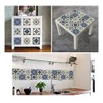 Kakofaci Bohemian Style 12 Pcs (6x6 in) Decorative Tile Stickers,Peel and Stick Wallcovering Self-Adhesive Waterproof Vinyl Tile Stickers for Kitchen Living Room Floor（Blue）