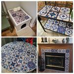Kakofaci Bohemian Style 12 Pcs (6x6 in) Decorative Tile Stickers,Peel and Stick Wallcovering Self-Adhesive Waterproof Vinyl Tile Stickers for Kitchen Living Room Floor（Blue）