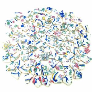 1.1 LB Porcelain Ceramic Mosaic Tiles,Broken Irregular Mosaic Tiles for DIY Craft Floor,Kitchen,Pool, Flower Pots Mosaic Making Supplies (Porcelain 09)