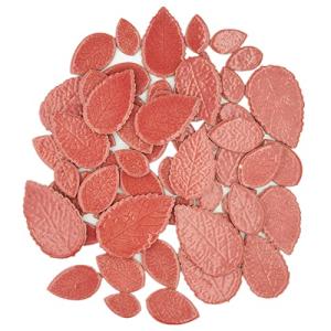 200g Leaves Shape Stained Ceramic Mosaic Tiles for Crafts, 0.9"~2" Various Sizes Mosaic Pieces, Porcelain Mosaic Tiles for Home Decoration (Red)