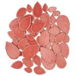 200g Leaves Shape Stained Ceramic Mosaic Tiles for Crafts, 0.9"~2" Various Sizes Mosaic Pieces, Porcelain Mosaic Tiles for Home Decoration (Red)