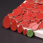 200g Leaves Shape Stained Ceramic Mosaic Tiles for Crafts, 0.9"~2" Various Sizes Mosaic Pieces, Porcelain Mosaic Tiles for Home Decoration (Red)