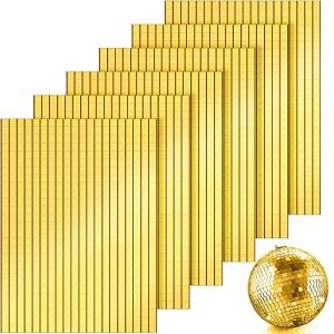 3600 Pieces Mirrors Mosaic Disco Ball Mirror Tiles Self-Adhesive Real Square Glass Mirror DIY Tiles for Craft DIY Glass Decorations Making(Gold,0.2 Inch)