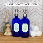 Cornucopia Brands 16-Ounce Cobalt Blue Glass Bottles w/Stainless Steel Pumps (2-Pack), Soap Dispenser w/Lotion Pumps for Essential Oils, Lotions, Liquid Soap