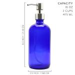 Cornucopia Brands 16-Ounce Cobalt Blue Glass Bottles w/Stainless Steel Pumps (2-Pack), Soap Dispenser w/Lotion Pumps for Essential Oils, Lotions, Liquid Soap
