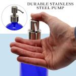 Cornucopia Brands 16-Ounce Cobalt Blue Glass Bottles w/Stainless Steel Pumps (2-Pack), Soap Dispenser w/Lotion Pumps for Essential Oils, Lotions, Liquid Soap