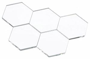 CleverDelights 2 Inch Clear Hexagon Glass Tiles - 5 Pack - Art Craft DIY Home Transparent Mosaic Glass Pieces