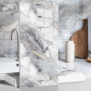 10pcs Marble Peel and Stick Waterproof Wall Panels,Heat-Resistant Backsplash Tile, 23.6"x11.8" PVC Foam Wall Sticker for Kitchen,Living Rooms, Bedrooms TV Walls,Colorful (Not Real Tile 19.4Sq. Ft.)