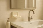 Tenedos Bone Almond Ceramic Soap Dish Holder for Bathroom Wall, Glazed Finish, Easy Tile Adhesion Install, Not for Flat Surface, Durable & Elegant