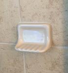 Tenedos Bone Almond Ceramic Soap Dish Holder for Bathroom Wall, Glazed Finish, Easy Tile Adhesion Install, Not for Flat Surface, Durable & Elegant