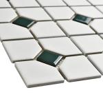 Merola Tile Oxford Matte White with Green Dot 6" x 6" Porcelain Mosaic Tile Sample