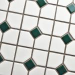 Merola Tile Oxford Matte White with Green Dot 6" x 6" Porcelain Mosaic Tile Sample