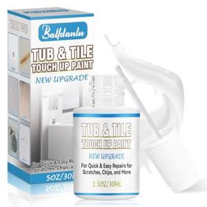Tub and Tile Paint, 1.5 OZ High-Gloss White Touch Up Paint Pen for Bathtub, Quick-Dry Porcelain Repair Kit for Scratches & Chips on Tubs, Tiles, Enamel, Sinks, Toilets, Porcelain, Acrylic and Cast Iron