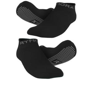 Rymora Grip Socks for Men & Women (2 Pairs: Black) (Large: US Men 10-12 / US Women 11-13) - Sticky Anti Slip Non Skid - Perfect for Yoga, Pilates, Barre, Hospital, Labor
