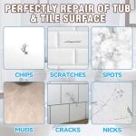 Tub and Tile Paint, 1.5 OZ High-Gloss White Touch Up Paint Pen for Bathtub, Quick-Dry Porcelain Repair Kit for Scratches & Chips on Tubs, Tiles, Enamel, Sinks, Toilets, Porcelain, Acrylic and Cast Iron