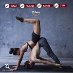 Rymora Grip Socks for Men & Women (2 Pairs: Black) (Large: US Men 10-12 / US Women 11-13) - Sticky Anti Slip Non Skid - Perfect for Yoga, Pilates, Barre, Hospital, Labor