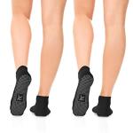 Rymora Grip Socks for Men & Women (2 Pairs: Black) (Large: US Men 10-12 / US Women 11-13) - Sticky Anti Slip Non Skid - Perfect for Yoga, Pilates, Barre, Hospital, Labor