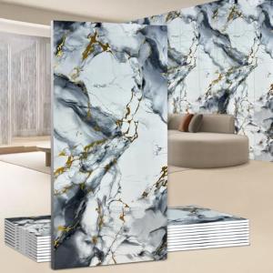 Wall Panels Peel and Stick，PVC Imitation Artificial Marble Tiles Sticker，10 pcs 23.6" L x 11.8" W，Heat-Resistant Backsplash Tile，Ideal for Kitchen Bathrooms Living Rooms Bedrooms.