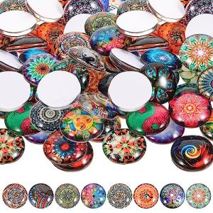 IMIKEYA 200pcs Round Glass Cabochons, 12mm Mixed Color Stones for Jewelry Making, Mosaic Tiles Supplies for Crafts (Mixed Color)