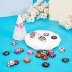 Pandahall 1Box/180Pieces Animal Skin Printed Glass Cabochons Flatback Half Round Dome Glued Tiles Mixed Color 12x4mm for Circle Bezel Tray Setting