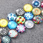 IMIKEYA 200pcs Round Glass Cabochons, 12mm Mixed Color Stones for Jewelry Making, Mosaic Tiles Supplies for Crafts (Mixed Color)
