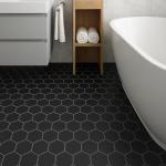 Unglazed Charcoal Hexagon Porcelain Shower Floor Tile