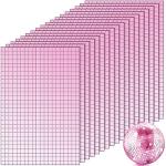 10800 Pcs Self Adhesive Mirrors Mosaic Tiles Glass Square Mirror Tiles Disco Ball Mirror Stickers for DIY Craft Decorations, 5 x 5 mm (Pink)