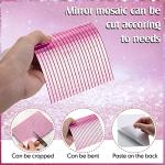 10800 Pcs Self Adhesive Mirrors Mosaic Tiles Glass Square Mirror Tiles Disco Ball Mirror Stickers for DIY Craft Decorations, 5 x 5 mm (Pink)