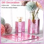 10800 Pcs Self Adhesive Mirrors Mosaic Tiles Glass Square Mirror Tiles Disco Ball Mirror Stickers for DIY Craft Decorations, 5 x 5 mm (Pink)