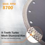 POWERTEC Diamond Saw Blades 7 Inch, Tile Saw Blade Wet, Concrete Blade for Circular Saws, Super Thin Turbo Mesh Rim Blades Cutting Porcelain, Granite & Ceramic Tile, Masonry, Brick and Marble - 14001
