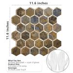 STICKGOO Hexagon Peel and Stick Backsplash Tile, Stick on Backsplash for Kitchen and Bathroom, Rust Slate Look PVC Mixed Metal Gold Self Adhesive Metal Mosaic Tiles(10 Sheets, Seamless)