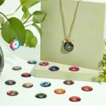 PH PandaHall 70 Styles 25mm Swirl Cabochons Colorful Rainbow Glass Gems Half Round Tiles Kaleidoscope Mosaic Glass Pieces for Jewelry Making Photo Cameo Pendant Handcraft Scrapbooking