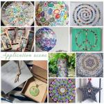 PH PandaHall 70 Styles 25mm Swirl Cabochons Colorful Rainbow Glass Gems Half Round Tiles Kaleidoscope Mosaic Glass Pieces for Jewelry Making Photo Cameo Pendant Handcraft Scrapbooking