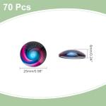 PH PandaHall 70 Styles 25mm Swirl Cabochons Colorful Rainbow Glass Gems Half Round Tiles Kaleidoscope Mosaic Glass Pieces for Jewelry Making Photo Cameo Pendant Handcraft Scrapbooking