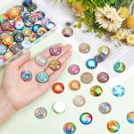 PH PandaHall 70 Styles 25mm Swirl Cabochons Colorful Rainbow Glass Gems Half Round Tiles Kaleidoscope Mosaic Glass Pieces for Jewelry Making Photo Cameo Pendant Handcraft Scrapbooking
