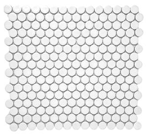 Tenedos Penny Round Tile Arctic White Porcelain Mosaic Wall Floor Tile Matte Look Designed in Italy (12x12) Mesh Mounted for Kitchen Backsplash Bathroom Shower Accent Decor