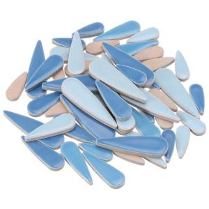 MECCANIXITY Petal Mosaic Tiles for Crafts 100g Tear Drop Porcelain Mosaic Tiles for Mosaic Art Projects and Outdoor Decorations Dark Blue+Blue+Sky Blue