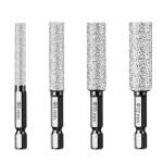 ACFAN Diamond Drill Bits for Ceramic, Porcelain, Tile, Glass, Granite, Marble, Stone - 2-in-1 Sanding Drill Bit for Drill & Polish, No Water Needed with Cooling Wax Hex Shank (1/4 5/16 3/8 1/2 4Pcs)