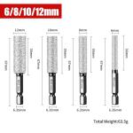 ACFAN Diamond Drill Bits for Ceramic, Porcelain, Tile, Glass, Granite, Marble, Stone - 2-in-1 Sanding Drill Bit for Drill & Polish, No Water Needed with Cooling Wax Hex Shank (1/4 5/16 3/8 1/2 4Pcs)