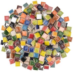 Samjobroad 1.1 Pounds Ceramic Mosaic Tiles for Crafts, 12x12mm Square Ceramic Tiles for Mosaics, DIY Art Projects, and Home Decoration (Mixed Colors)