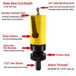 MaxTool 1-3/8" TCT Hole Saws 35mm Carbide Tipped Holesaw 2" Deep Cut for Cutting Asphalt Brick Concrete Gypsum Limestone Tile Wood MDF; CT00Y57R124