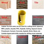 MaxTool 1-3/8" TCT Hole Saws 35mm Carbide Tipped Holesaw 2" Deep Cut for Cutting Asphalt Brick Concrete Gypsum Limestone Tile Wood MDF; CT00Y57R124