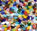 Lanyani Diamond Glass Mosaic Tiles Pieces Stained Glass for Crafts, Mixed Bright Colors and Patterns, 500g/1.1lb